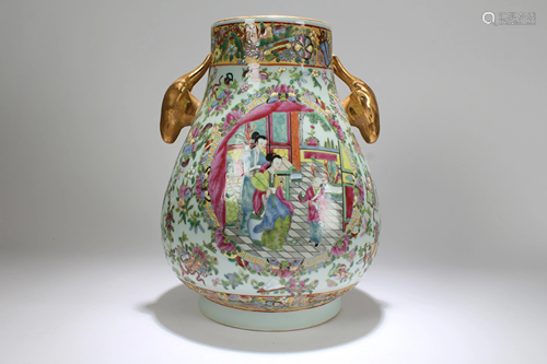 A Chinese Story-telling Duo-handled Massive Porcelain