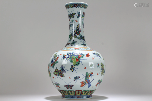 A Chinese Butterfly-fortune Detailed Porcelain Vase