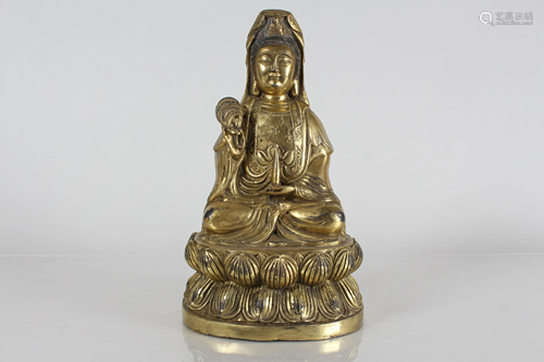 A Chinese Religious Fortune Gilt Buddha Statue