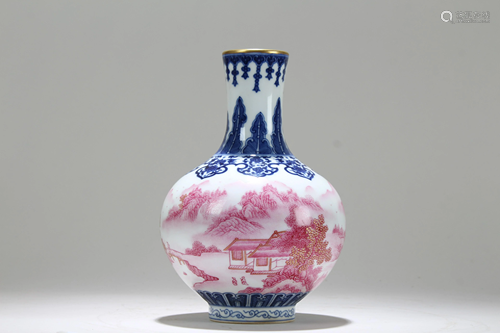 A Chinese Mountain-view Detailed Fortune Porcelain Vase