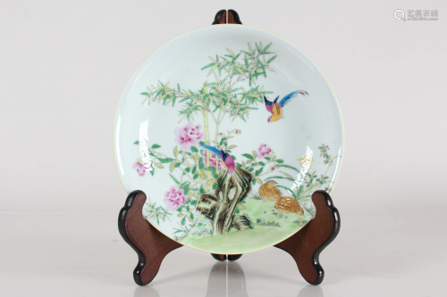 A Chinese Nature-sceen Porcelain Fortune Plate