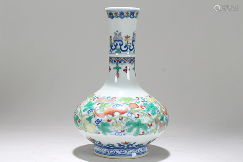 A Chinese Bat-framing Porcelain Fortune Vase