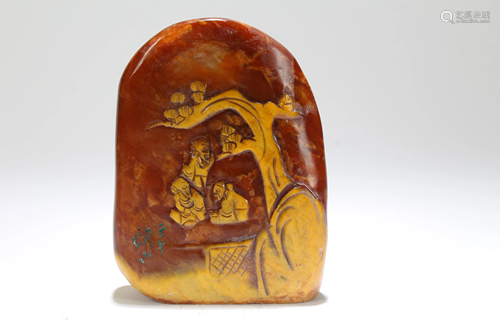 A Chinese Soapstone Mountain-view Display Figure