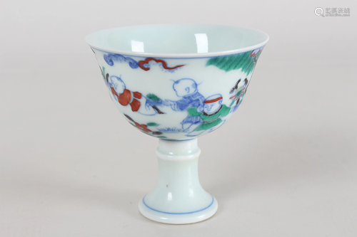 A Chinese Joyful-kid Porcelain Fortune Cup