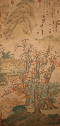A Chinese Mountain-view Fortune Scroll