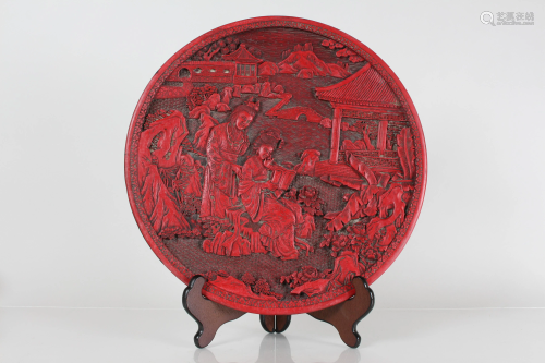 A Chinese Story-telling Detailed Lacquer Plate