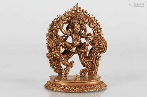 A Tibetan Gilt Religious Fortune Buddha Statue