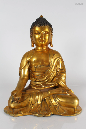 A Chinese Detailed Fortune Gilt Religious Buddha Statue