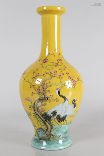 A Chinese Crane-fortune Yellow-coding Porcelain Fortune