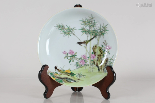 A Chinese Nature-sceen Porcelain Fortune Plate