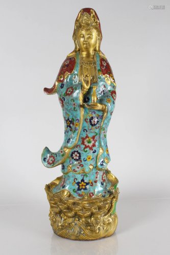 A Chinese Massive Religious Cloisonne Fortune Buddha