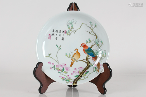 A Chinese Nature-sceen Porcelain Fortune Plate