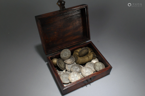 A Chinese Lidded Coin-filled Box
