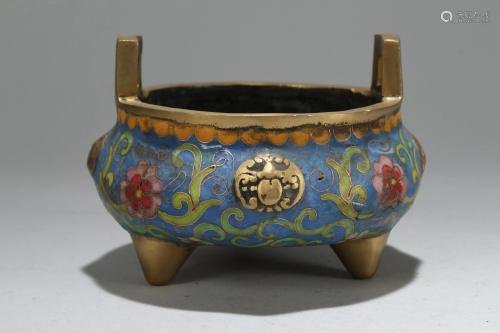 A Chinese Cloisonne Fortune Censer