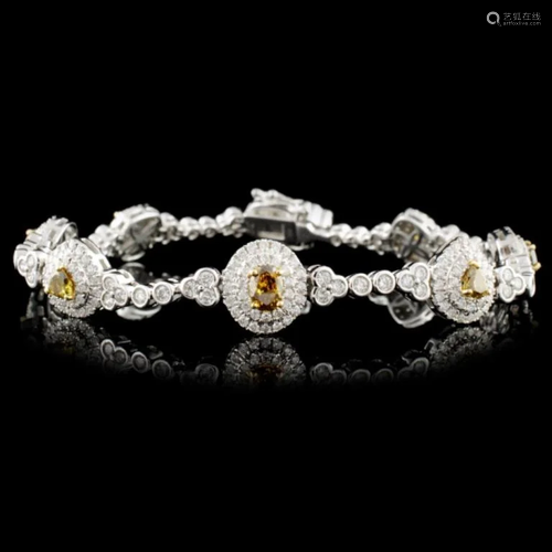 18K Gold 3.81ctw Fancy Color Diamond Bracelet