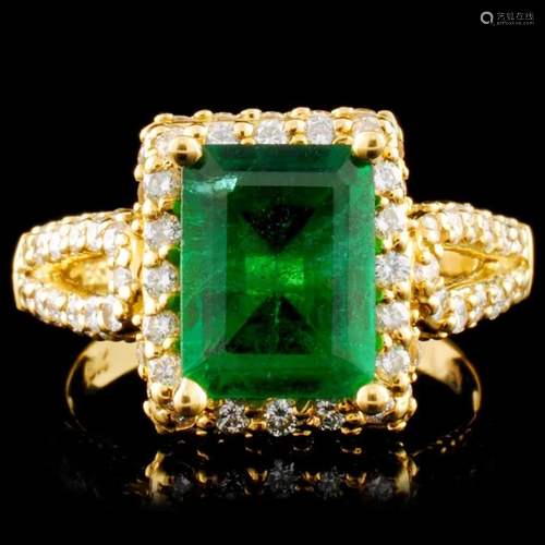 18K Gold 2.47ct Emerald & 1.20ctw Diamond Ring