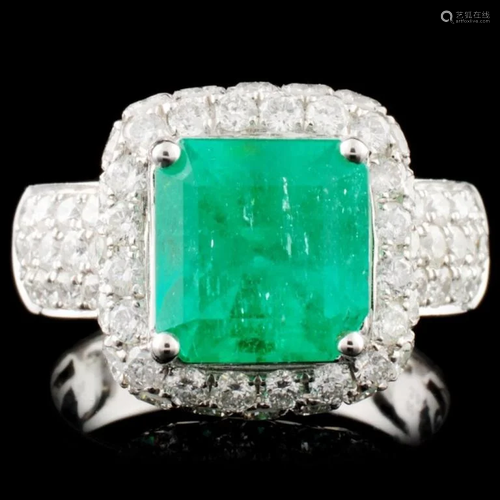 18K Gold 3.07ct Emerald & 2.95ctw Diamond Ring