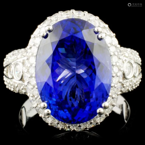 18K Gold 8.59ct Tanzanite & 1.49ctw Diamond Ring