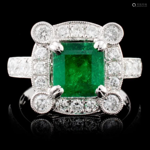 18K Gold 1.63ct Emerald & 1.04ctw Diamond Ring