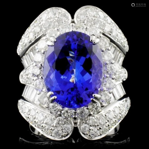 18K W Gold 6.20ct Tanzanite & 3.43ctw Diamond Ring