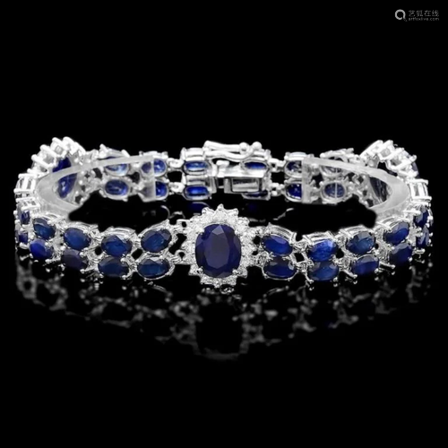 `14k Gold 20.00ct Sapphire & 1.70ct Diamond Bracel