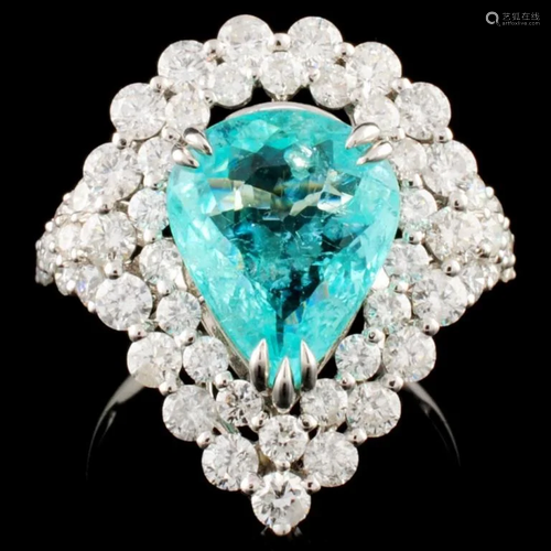 18K Gold 3.16ct Paraiba & 2.25 Diamond Ring