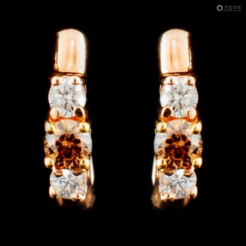 14K Gold 0.51ctw Fancy Color Diamond Earrings