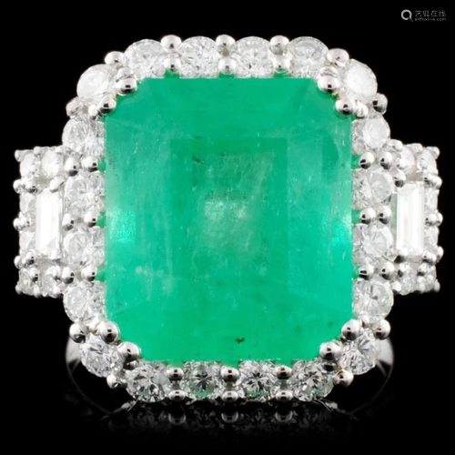 18K Gold 7.93ct Emerald & 1.67ctw Diamond Ring