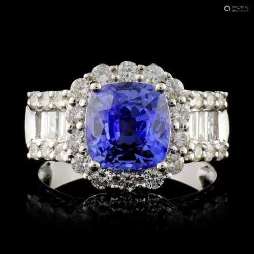 18K White Gold 3.10ct Sapphire & 1.18ct Diamond Ri