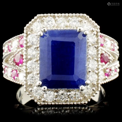 14K Gold 5.18ct Sapphire & 0.84ctw Diamond Ring