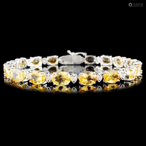 14K Gold 20.05ct Topaz 0.56ctw Diamond Bracelet