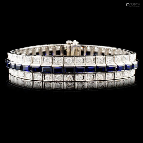 14K Gold 6.05ctw Sapphire & 2.25ctw Diamond Bracel