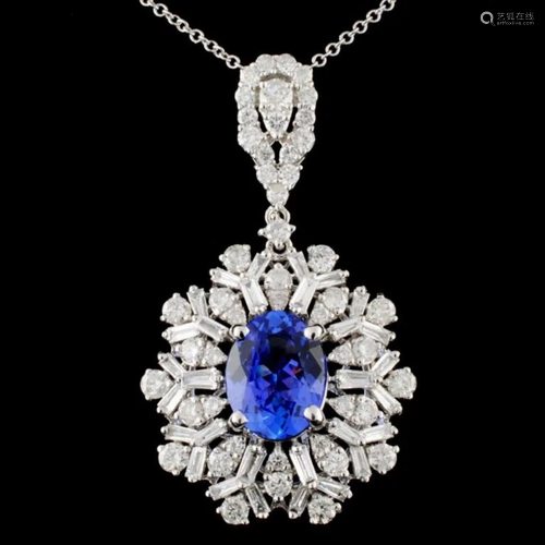 18K Gold 2.31ct Tanzanite & 1.87ctw Diamond Pendan