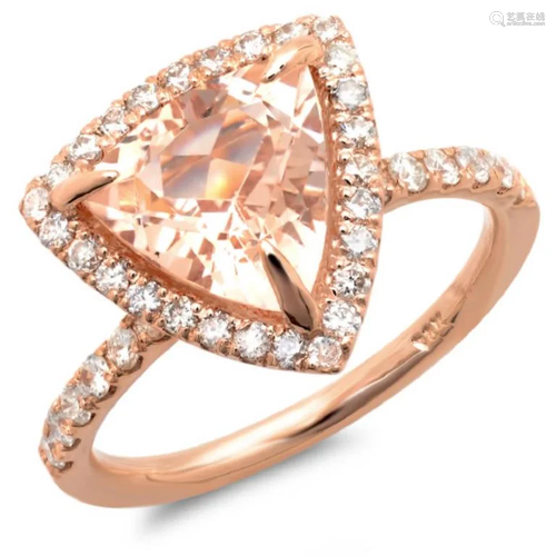 14K Gold 3.00ct Morganite & 0.65ct Diamond Ring