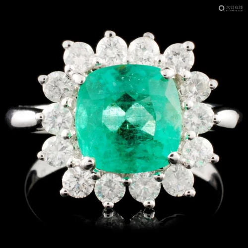 18K Gold 2.46ct Emerald & 0.81ctw Diamond Ring