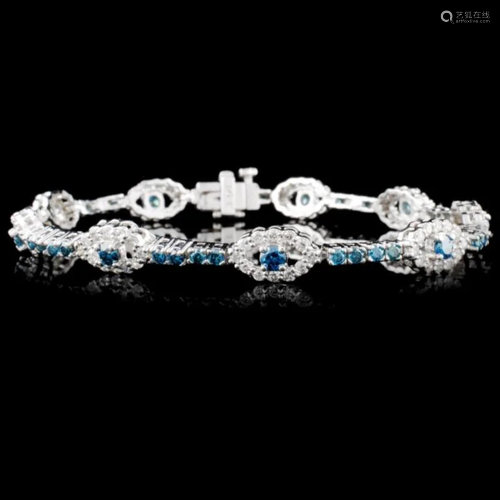 14K White Gold 3.76ctw Fancy Color Diamond Bracele