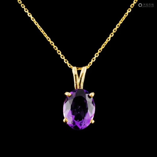 14K Gold 1.81ct Amethyst Pendant