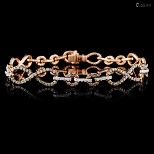 14K Rose Gold 1.69ctw Fancy Color Diamond Bracelet