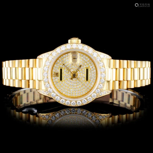 Rolex 18K Gold Presidential Ladies Diamond Watch