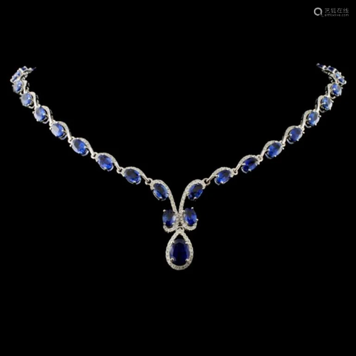 14K White Gold 25.15ct Sapphire & 2.07ct Diamond N