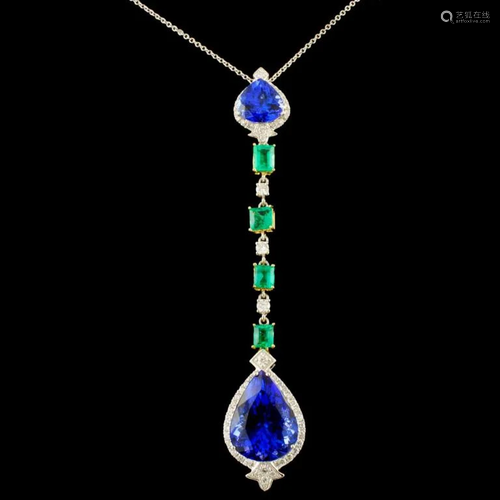 18K Gold 14.92ct Tanzanite & 0.65ctw Diamond Penda