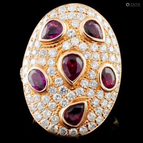 18K Gold 2.47ct Ruby & 2.32ct Diamond Ring