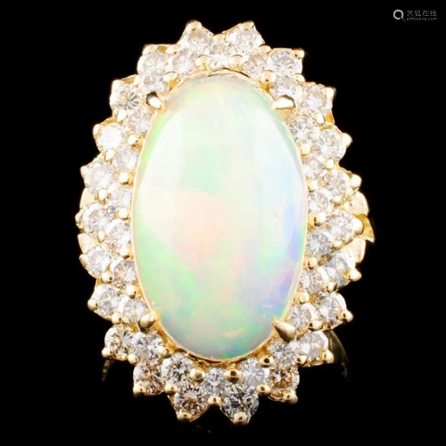 14K Gold 4.53ct Opal & 1.65ctw Diamond Ring