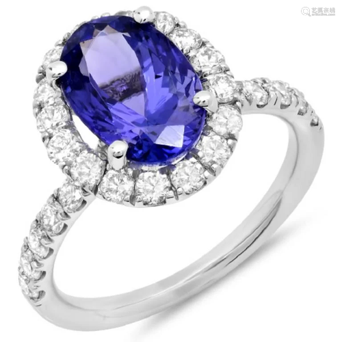 14K Gold 3.50ct Tanzanite & 1.00ct Diamond Ring