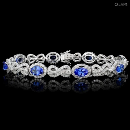 18K Gold 5.52ct Tanzanite & 4.38ct Diamond Bracele