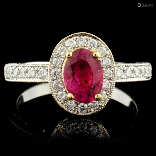 18K Gold 1.08ct Ruby & 0.79ctw Diamond Ring