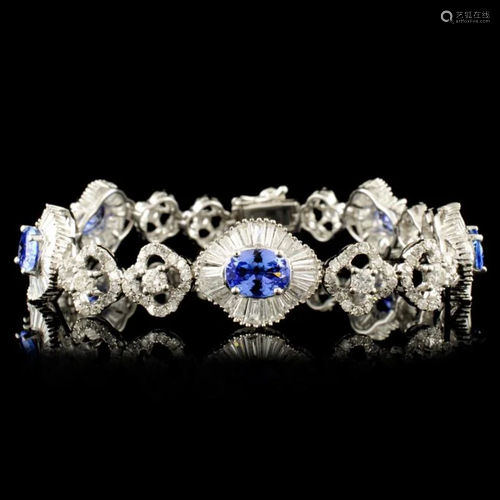 18K Gold 3.55ct Tanzanite & 4.81ctw Diamond Bracel