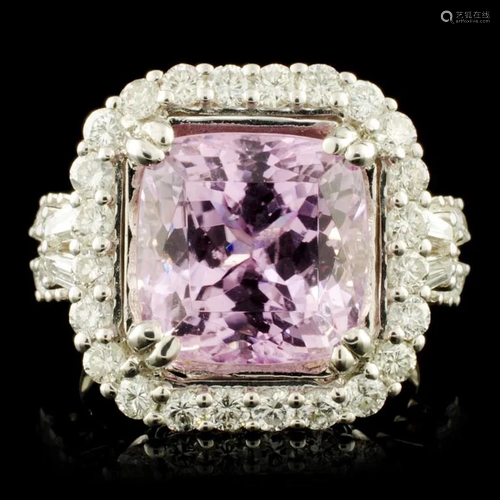 18K Gold 8.23ct Kunzite & 1.35ctw Diamond Ring