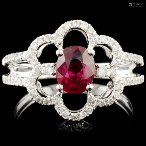 18K Gold 0.99ct Ruby & 0.31ctw Diamond Ring