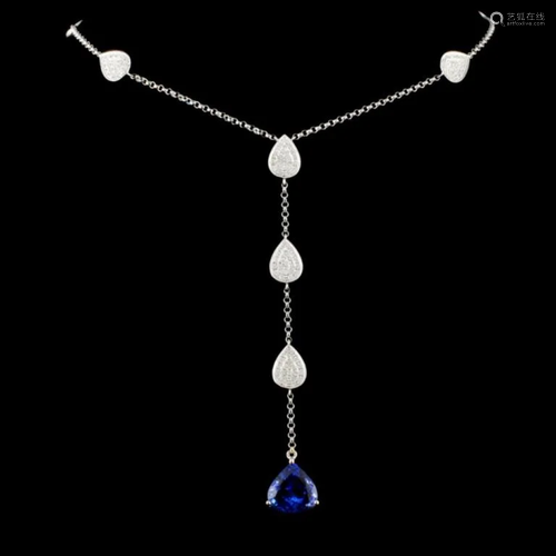 18K Gold 4.25ct Tanzanite & 1.00ctw Diamond Neckla